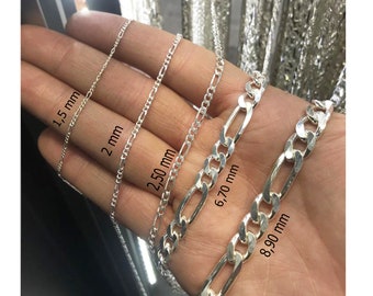925 Sterling Silver Figaro Chain, Silver Chain Necklace, Mens Necklace , Necklaces For Women ,Silver Chain Gift For Her