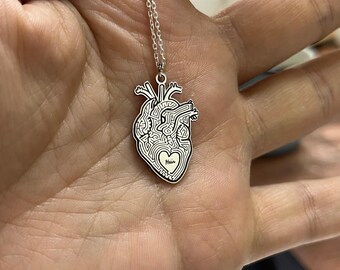 Personalized Silver, 14K Gold Maze Heart Necklace, Custom Name,  Date, Unique Handmade Gift for Valentine’s Day, Christmas,
