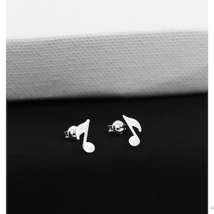 Musical Note Earrings , Minimalist Earrings , Dainty Earrings , Stud Earrings , 925 Sterling Silver , Musical Lovers Gift