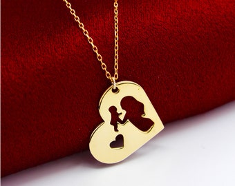 Mother Child Heart Necklace , Heart Necklace , Mother For Necklace , Gift For Mother Days Necklace , Gift For Mom , Gift For Women