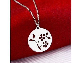 Blumen Silberkette, Blumen-Liebhaber, Minimalist Schmuck, 925 Sterling Silber, Blumen Halskette, Blumen Anhänger, Geschenk für Mutter
