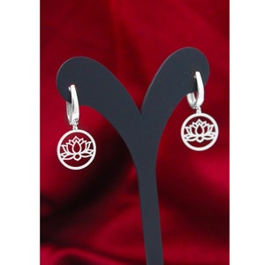 Lotus Dangle Silver Earrings , Lotus Flower Lover Gift , Minimalist Jewelry , 925 Sterling Silver