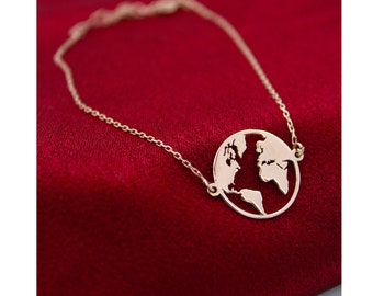 Bracciale con mappa del mondo in argento sterling 925, braccialetto per amanti dei viaggi, braccialetto del mondo, regalo per gli amanti del mondo, regalo per le donne, donne per braccialetto