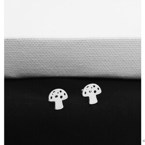 Mushroom Earrings , Minimalist Earrings , Dainty Earrings , Stud Earrings , 925 Sterling Silver