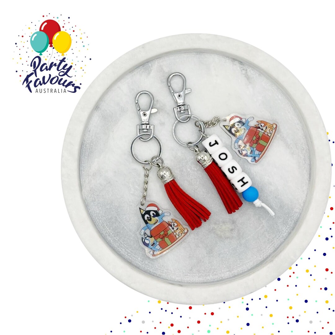 Bluey Christmas Personalised Key Chain/bag Tag Party Favour Kids Gifts ...