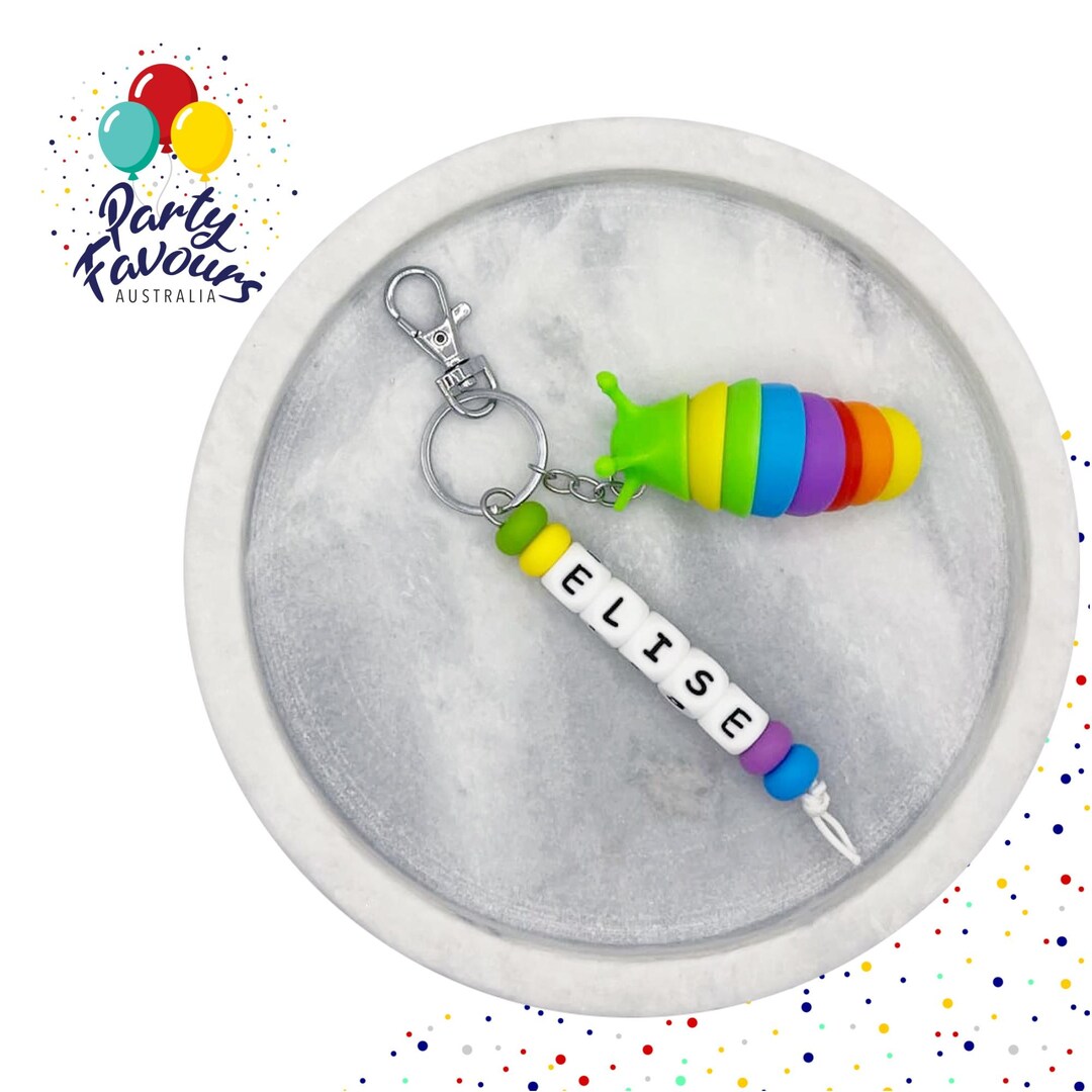 Caterpillar Fidget Personalised Key Chain/bag Tag Party Favour Kids ...