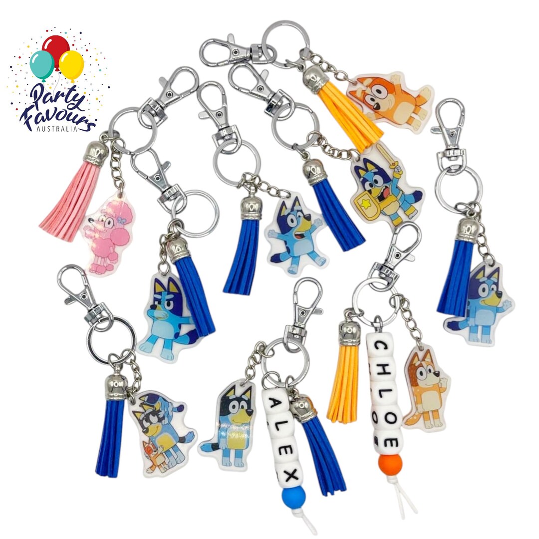 Bluey Personalised Key Chain/bag Tag Party Favour Kids Gifts School Bag ...