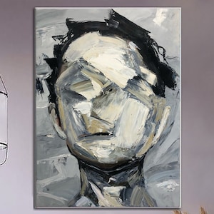 Abstract Face Painting – Textured Black & White Portrait Art