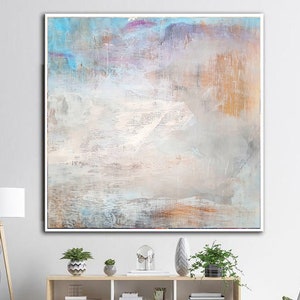Oversized Abstract Beige Paintings on Canvas Original Oil Painting Textured Gray Painting Stand with Ukraine Art for Living Room Wall Decor image 1