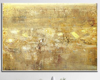 Abstract Gold Painting On Canvas 40x60" Original Gold Yellow Painting Modern Wall Art  Original Gold Fine Art for Living Room Decor