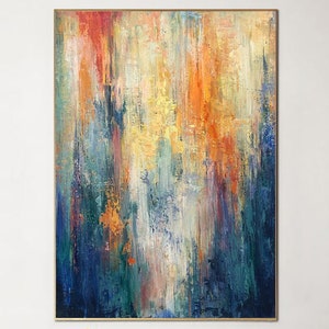Art mural abstrait coloré - Peinture texturée verticale