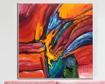 Abstract Red Painting Abstract Painting on Canvas Original Red Canvas Art Oil Painting Colorful Painting Modern Wall Art for Living Room