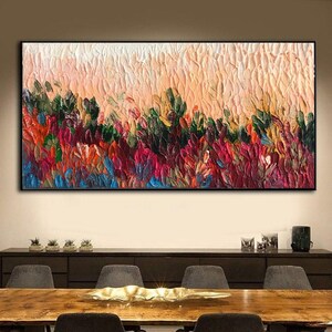 Textured Wall Art Abstract Painting Colorful Palette Knife Art on Canvas Modern Wall Art Living Room Art Office Decor Abstract Landscape