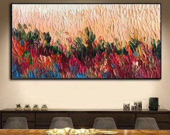 Abstrakte Paletten-Messer Malerei: Bunte moderne Leinwand Kunst