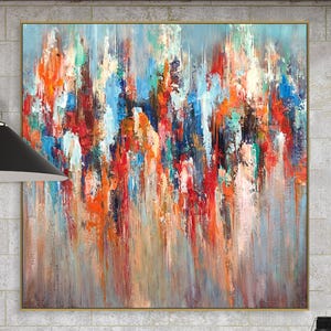 Original Abstract Colorful Expressionist Painting Drip Wall Art