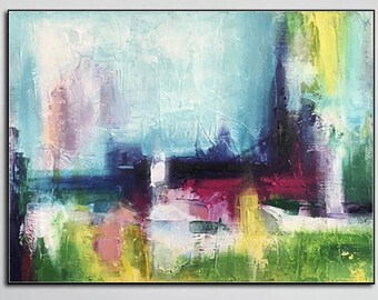 Original Abstract Colorful Paintings on Canvas Original Textured Art Modern Nature Fine Art Oil Painting Stand with Ukraine for Living Room