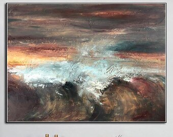 Absract Ocean Wave Painting Original Landscape on Canvas 60x90" Ocean Wall Art Abstract Oil Painting Original Acrylic Artwork Living Room