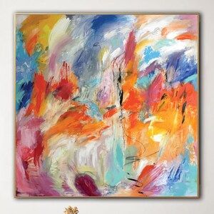 Vibrant Abstract Expressionist Painting - Bold Colorful Canvas Art for Modern Home Decor - Large Contemporary Wall Art for Living Room