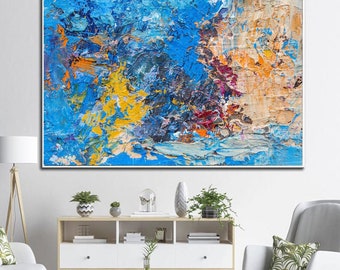 Abstract Oil Painting on Canvas: Colorful Modern Art, Living Room Decor
