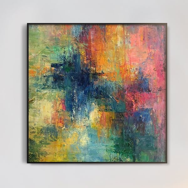 Abstract Painting On Canvas, Sunset Painting on Canvas, Original Artwork, Abstract Art, Clouds Painting, Sky Painting, Living Room Wall Art