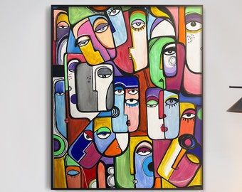 Abstract People Painting, Figurative Art, Colorful Painting, Abstract Person Painting, Modern Wall Art, Abstract Shapes Art