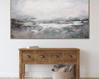 Gray Abstract Landscape Painting – Modern Wall Art
