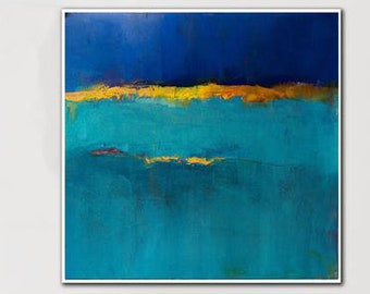 Large Original Framed Wall Art Minimalist Blue Painting On Canvas Minimalist Abstract Painting Custom Painting Home Decor Wall Art Abstract