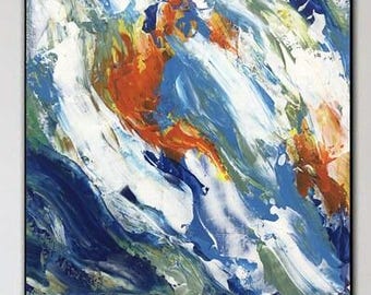 Abstract Art Work Vibrant Palette Art Soft Bold Strokes Heavy Textured Art Palette Knife Oil Painting Aesthetic Modern Art 32x32&quot;