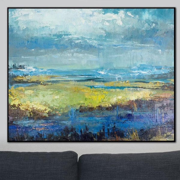 Abstract Landscape Painting Large Painting on Canvas Original Landscape Wall Art Oil Landscape on Canvas Modern Wall Art for Living Room