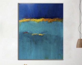 Blue Abstract Painting Fine Art Large Framed Wall Art Blue Painting On Canvas Abstract Oil Painting Original Home Decor Wall Art Abstract