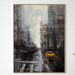 Original Abstract New York Paintings on Canvas Modern Streets Wall Decor