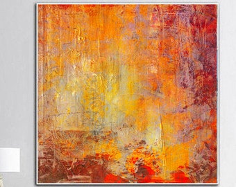 Pintura naranja lienzo bellas artes pintura moderna roja grande pintura al óleo pintura abstracta lienzo acrílico pintura de pared para sala de estar