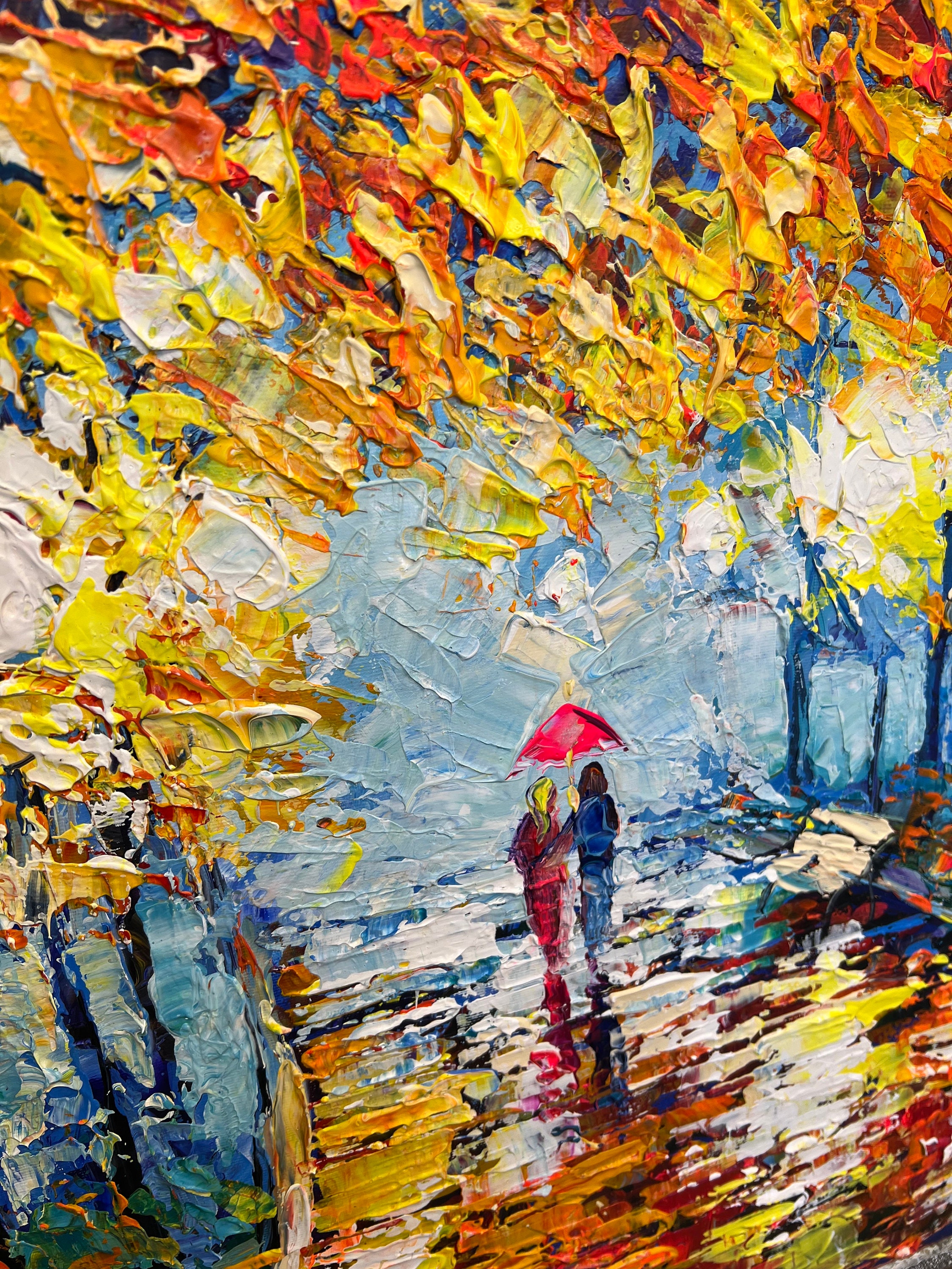 オリジナルの秋の風景油絵（キャンバス、24x36インチ） - Etsy 日本