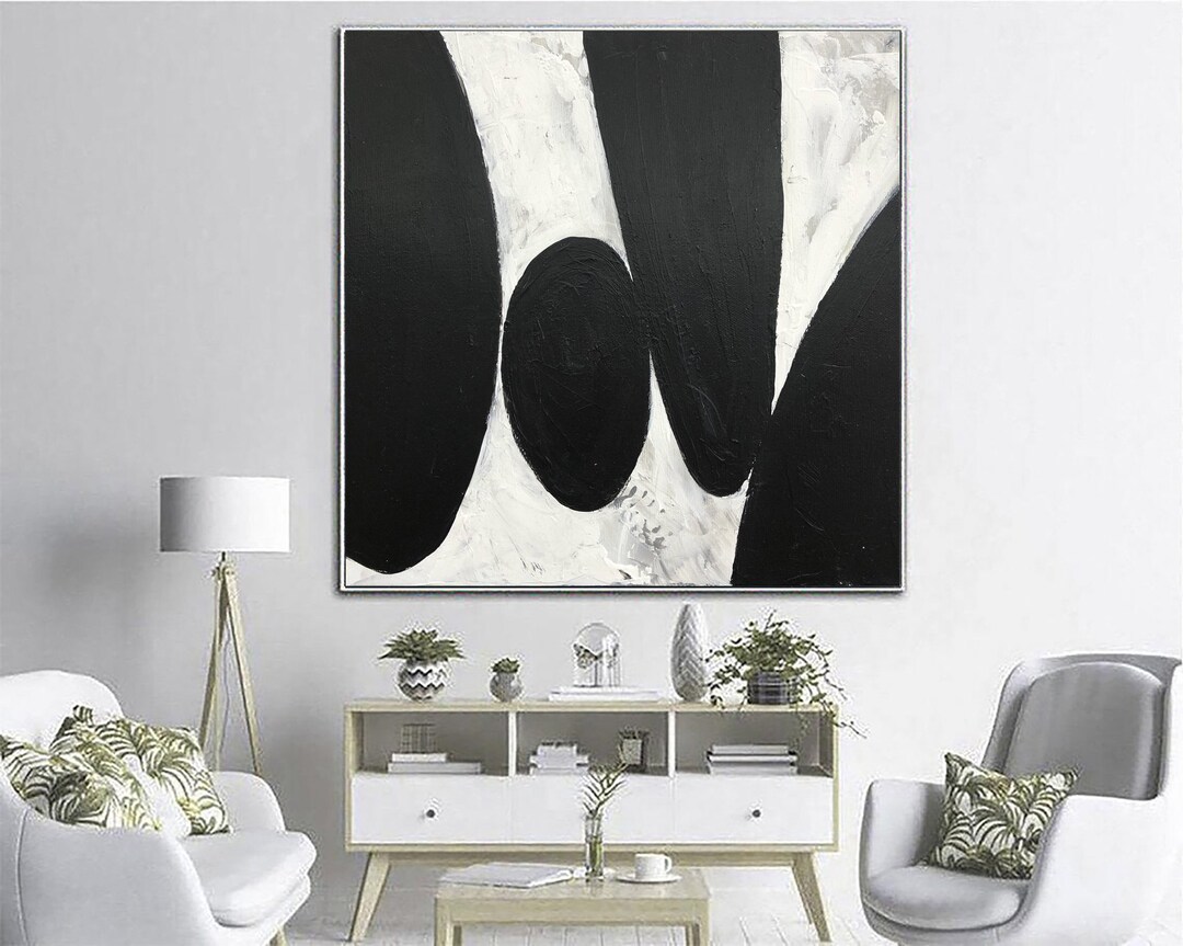 Textured Black and White Abstract Painting: Modern Minimalist Wall Art ...