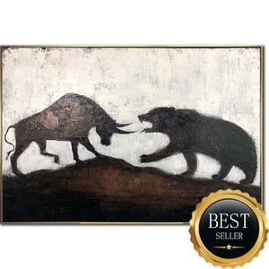 Bull vs Bear Wall Art – Stock Market Canvas Painting