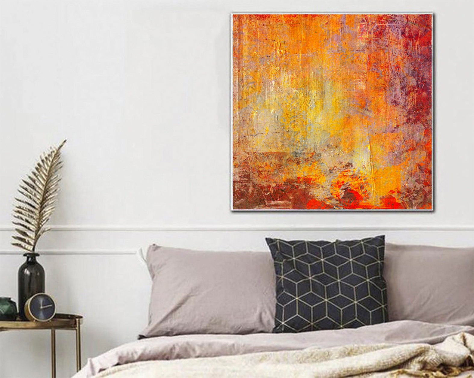 Orange Painting Canvas Fine Art Large Red Modern Painting Oil Etsy
