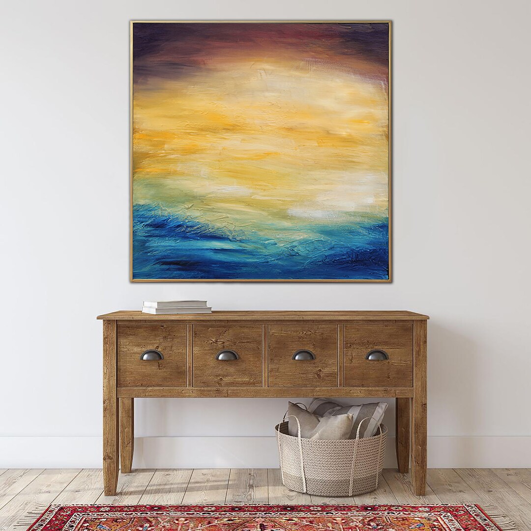 Abstract Ocean Sunset Painting: Coastal Seascape Art on Canvas - Etsy