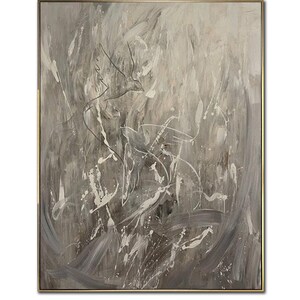 Large Minimalist Abstract Painting, Abstract Canvas Wall Art, Large Acrylic Painting, Gray Abstract Texture,  Office Art