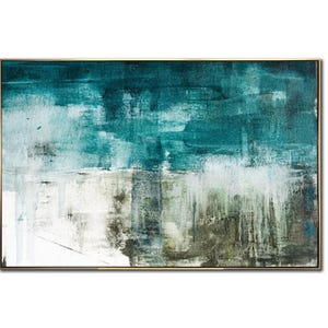 Teal Painting Abstract Art  Modern Textured Wall Art Blue Painting Living Room Calm Coastal Decor Wall Art Framed Housewarming Gift