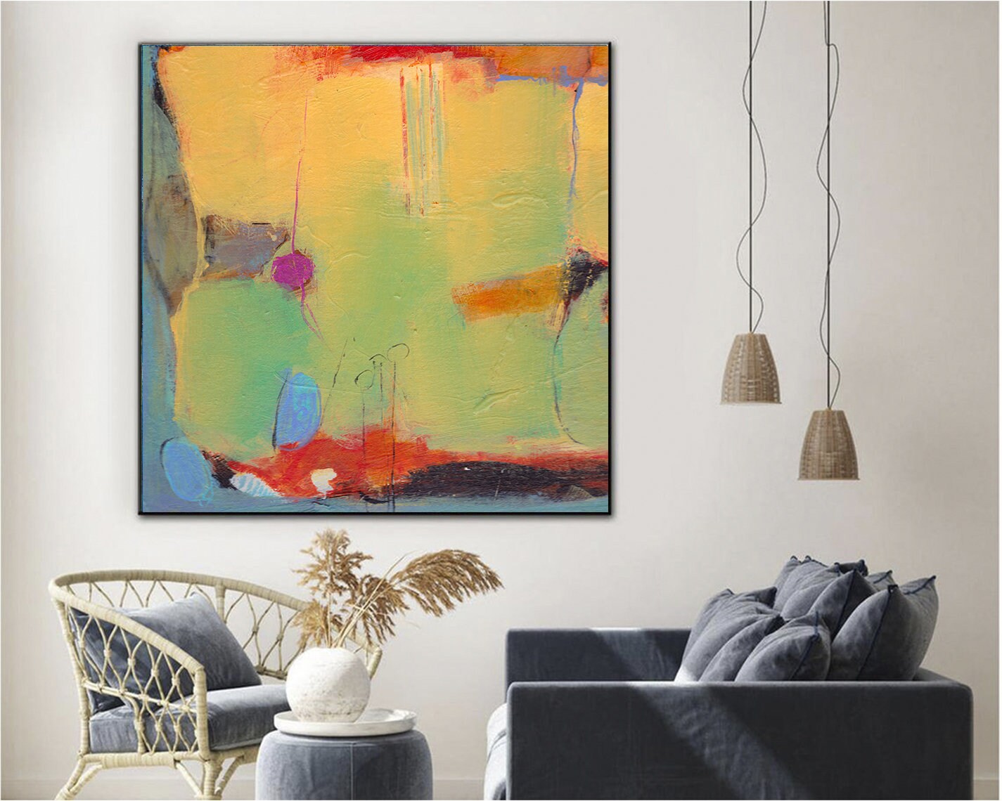 Grande peinture sur toile surdimensionné Peinture verte Etsy