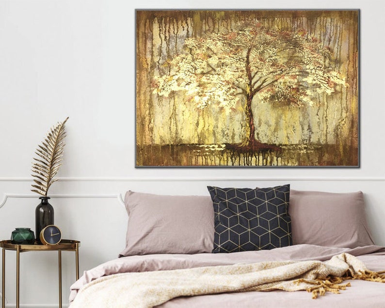 Extra Large Wall Art Framed Tree Painting Abstract Painting Etsy