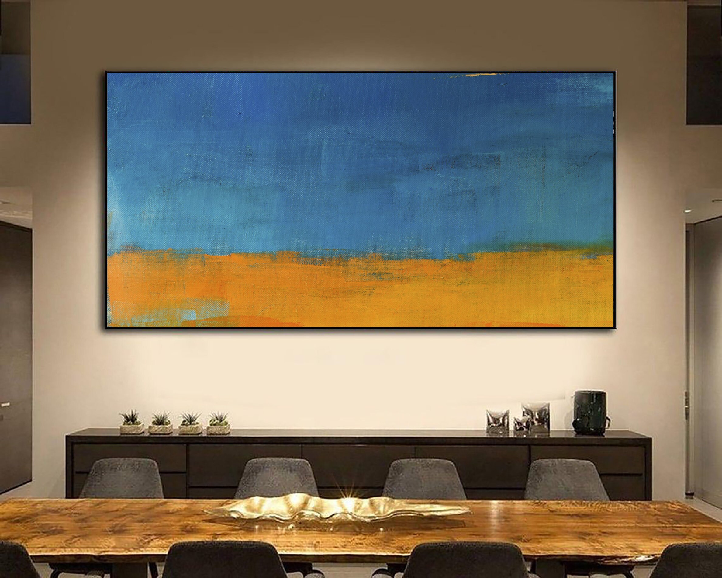 Original Blau und Gelb Gemälde Fine Art Landschaft Original | Etsy