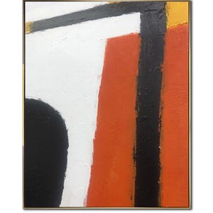 Modern Abstract Painting Red, Black & White Wall Art Geometric Painting Textured Minimalist Canvas Contemporary Home or Office Decor