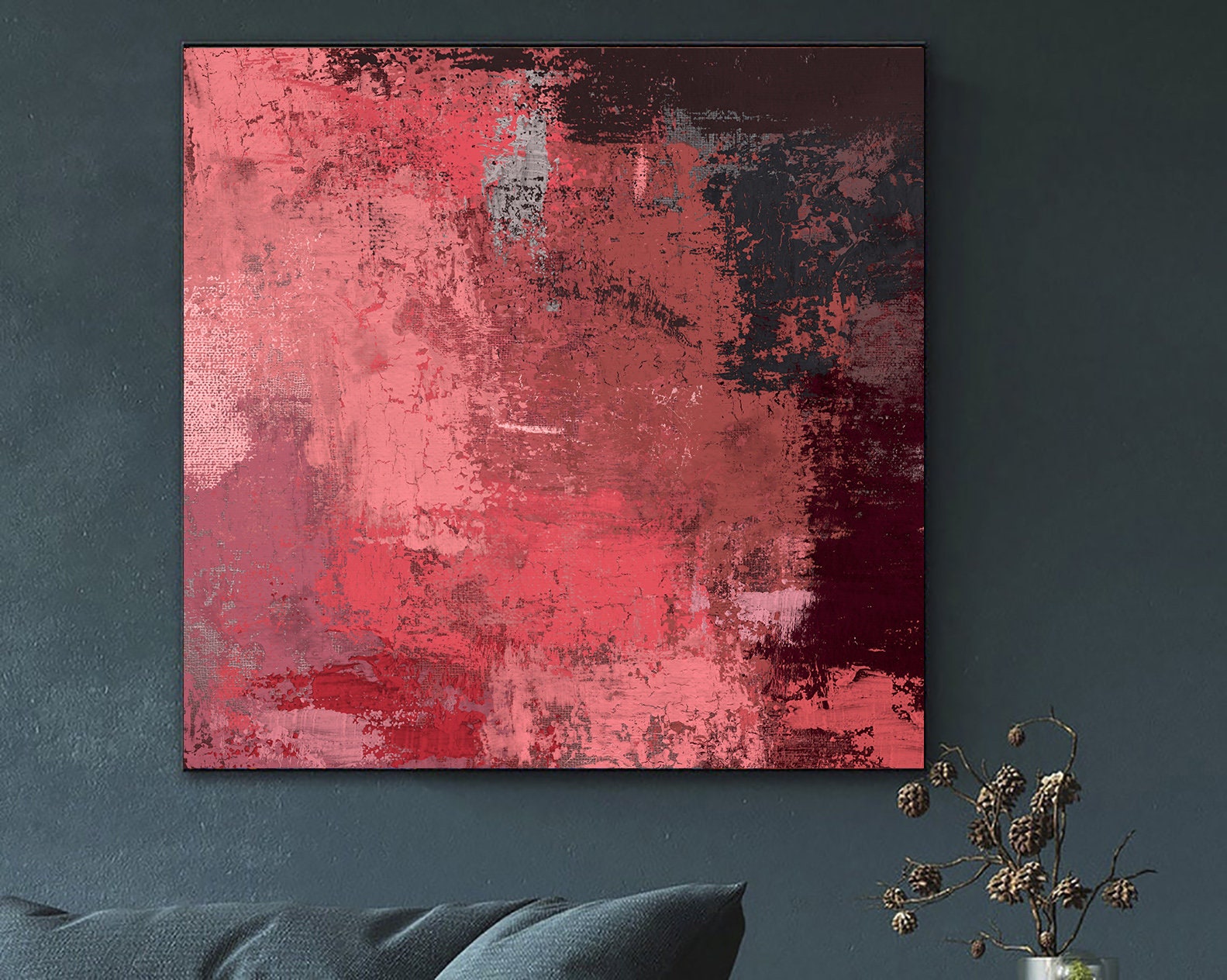 Oil Painting Original Large Red Wall Art Abstract Red Painting Etsy