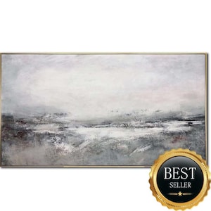 Gray Abstract Landscape Painting – Modern Wall Art