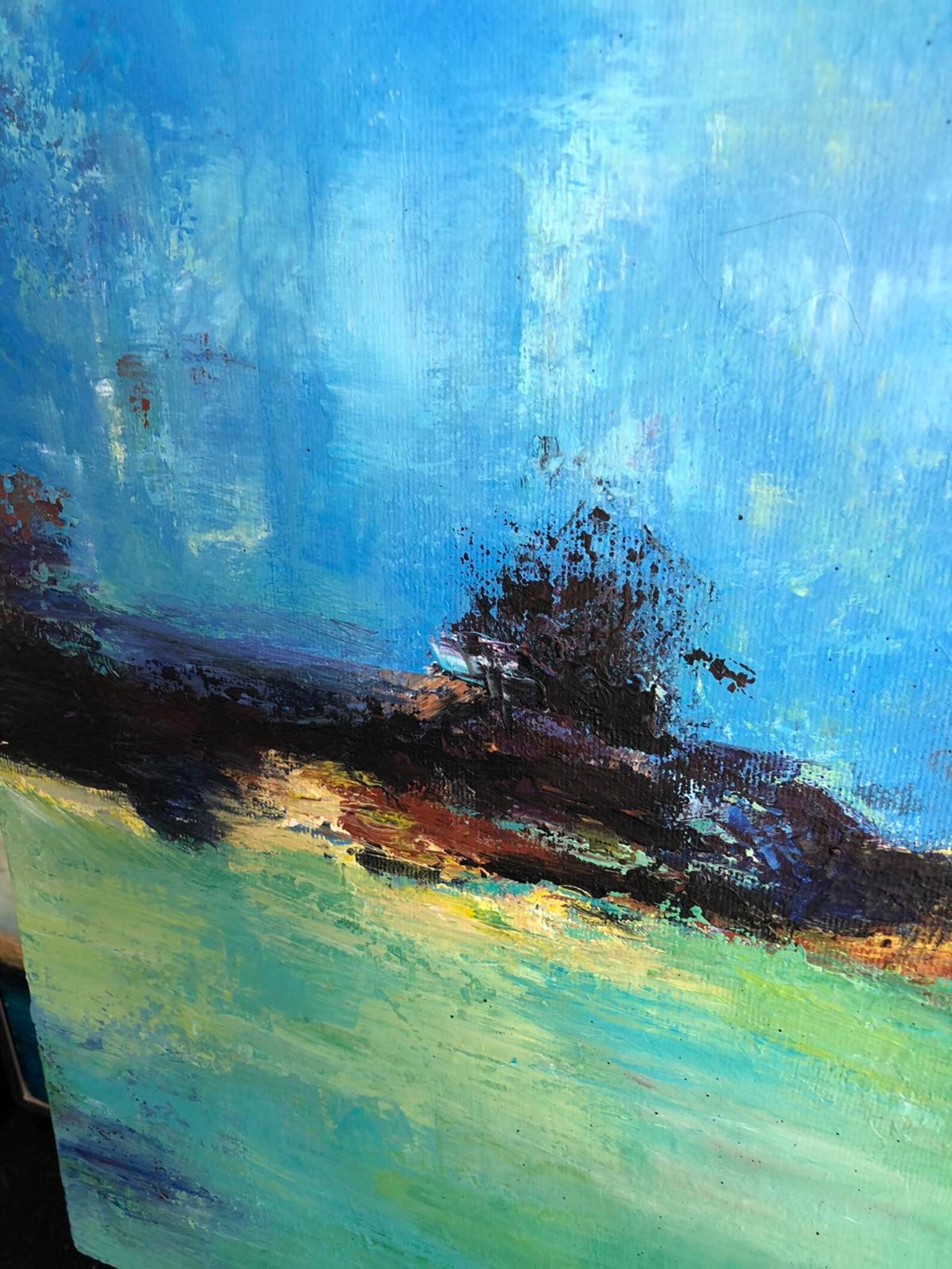 Abstract Landscape Painting Green Blue Painting on Canvas Oil - Etsy