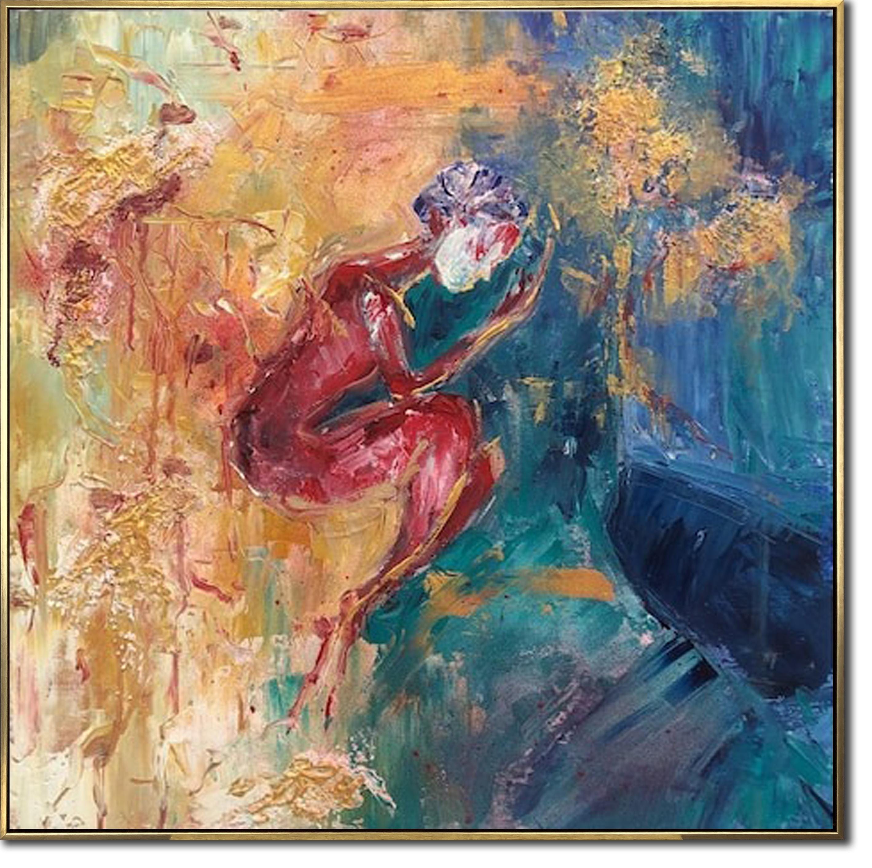 大きな抽象的なカラフルな絵画：モダンなテクスチャの壁アート - Etsy 日本