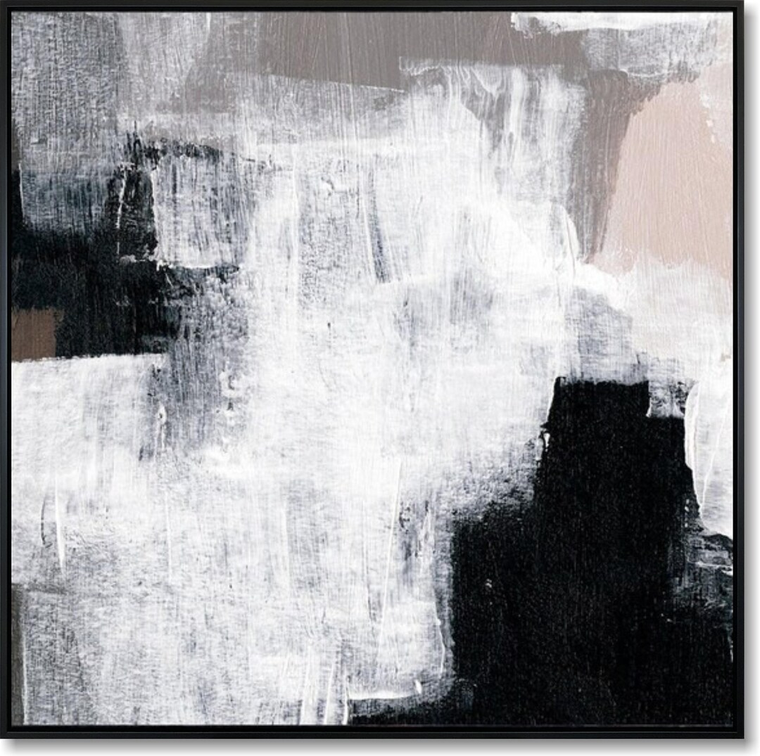 Black and White Abstract Texture Art Minimalist Brushstroke Composition ...