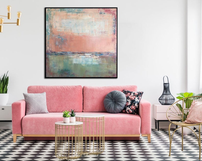 Pink Abstract Artwork Fine Art Original Abstract Canvas Large Canvas Art Modern Abstract Pink Painting Nursery Wall Decor For Living Room image 2