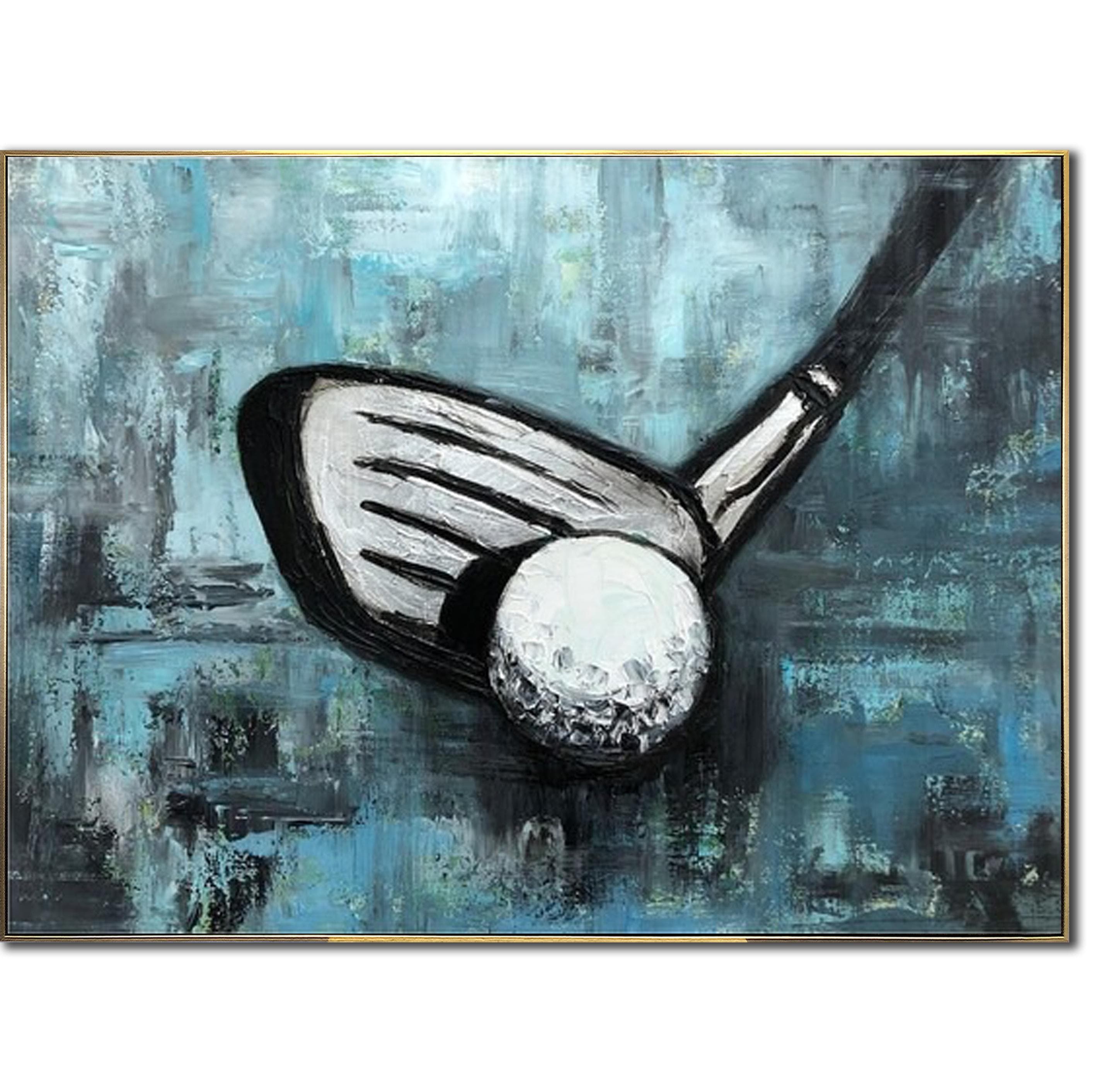 Golf Club Acrylic Painting: Abstract Sport Art for Living Room - Etsy